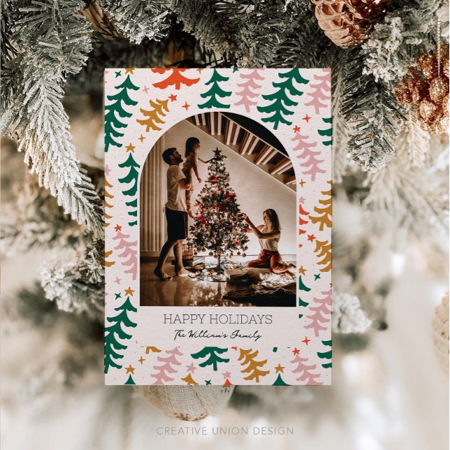 Bohemische Hygge Modern Boho Familienurlaubskarte Dankeskarte (Von Creator hochgeladen)