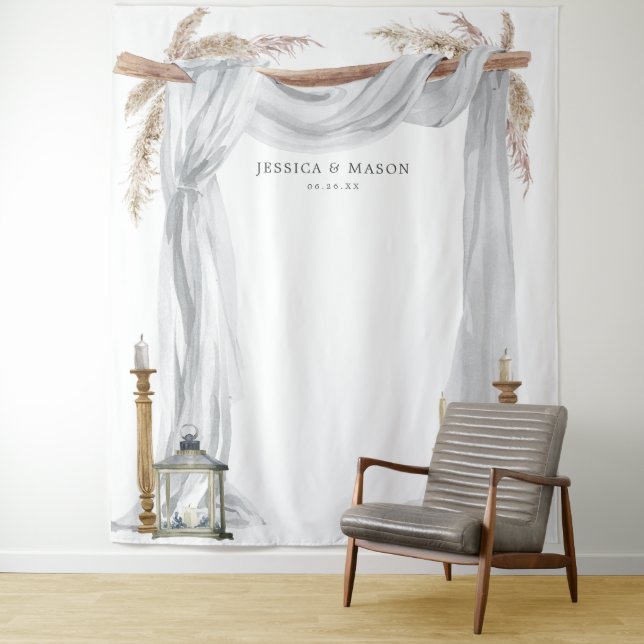 Bohemische Kerzen Hochzeitstorte Foto Stand Wandteppich (Beispiel)