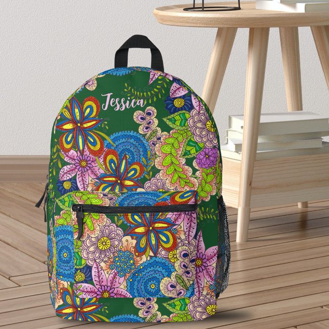 Bohemische, lebendige Volkskunst handGezeichnet, f Bedruckter Rucksack (Von Creator hochgeladen)