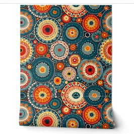 Bohemische Mandala Circles | Retro Folk Art Muster Tapete