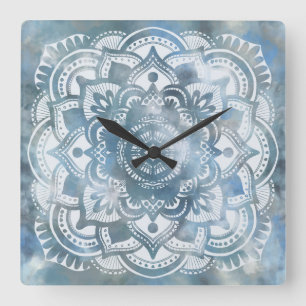 Bohemische Mandala-Mauer Quadratische Wanduhr