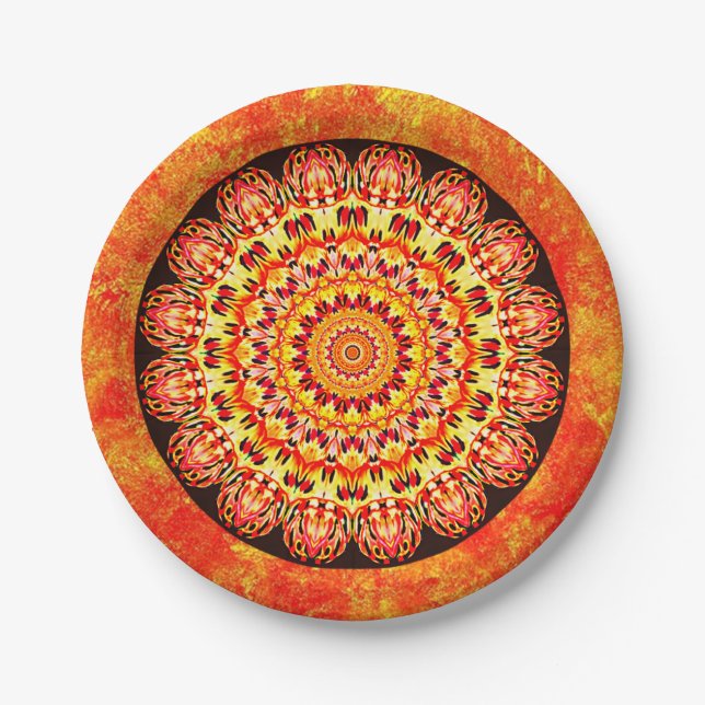 Bohemische Mandala Paper Party Teller (Vorderseite)