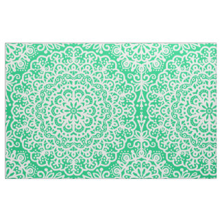 Bohemische Mandala White Lace auf Dunkelgrün Stoff