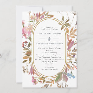 Bohemische Mauve Wildblume Pille Form Rahmen Hochz Einladung