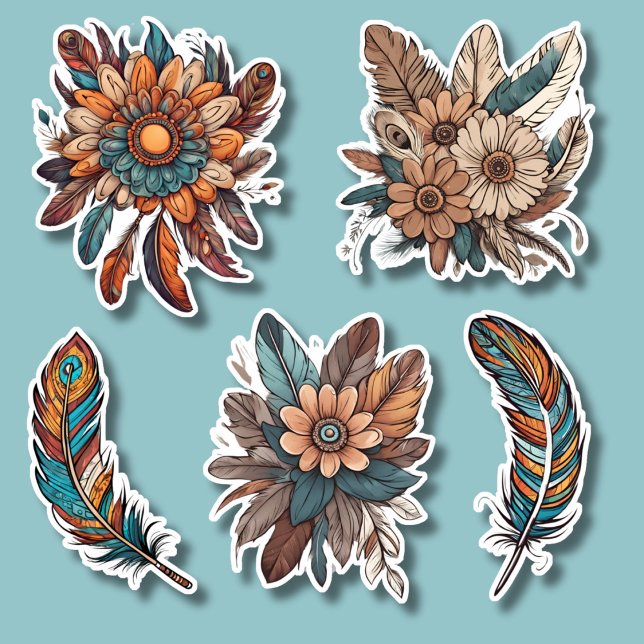 Bohemische Merkmale und Blume wasserdicht Aufkleber (Von Creator hochgeladen)