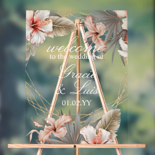 Bohemische Monstera Botanical Florals Gold Wedding Acrylschild
