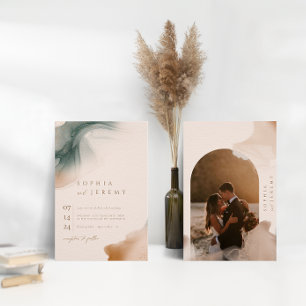 Bohemische Naturpastel-Foto-Hochzeit Einladung