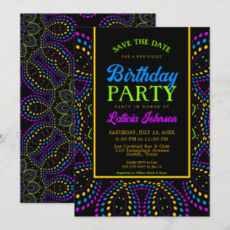 Bohemische Neonächte Geburtstagsparty Einladung