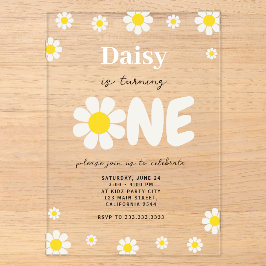 Bohemische Niedliche Moderne Daisy Blume 1. Geburt Acryleinladungen