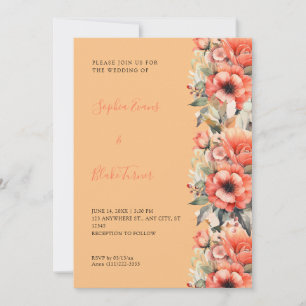 Bohemische Orange Floral Fall Orange Hochzeit Einladung