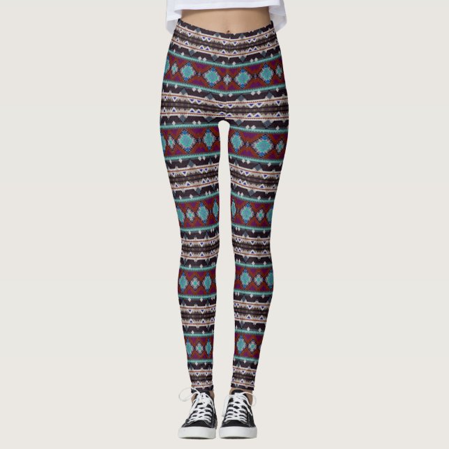 Bohemische Ornamente im Ethno-Stil, Azteken Leggings (Vorderseite)