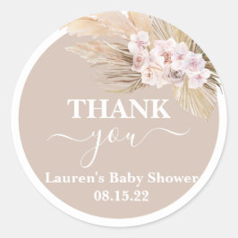 Bohemische Pampas Grass Baby Dusche Rundaufkleber Runder Aufkleber