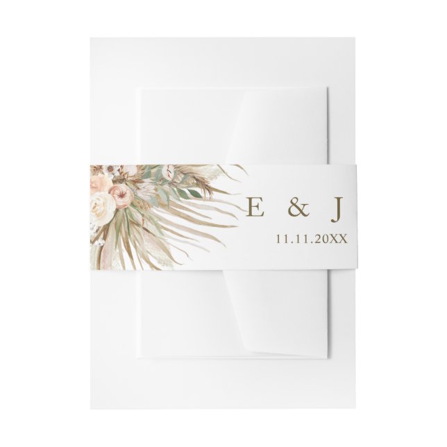 Bohemische Pampas Grass Earthy Tones Floral Weddin Einladungsbanderole (Vorderseite Beispiel)