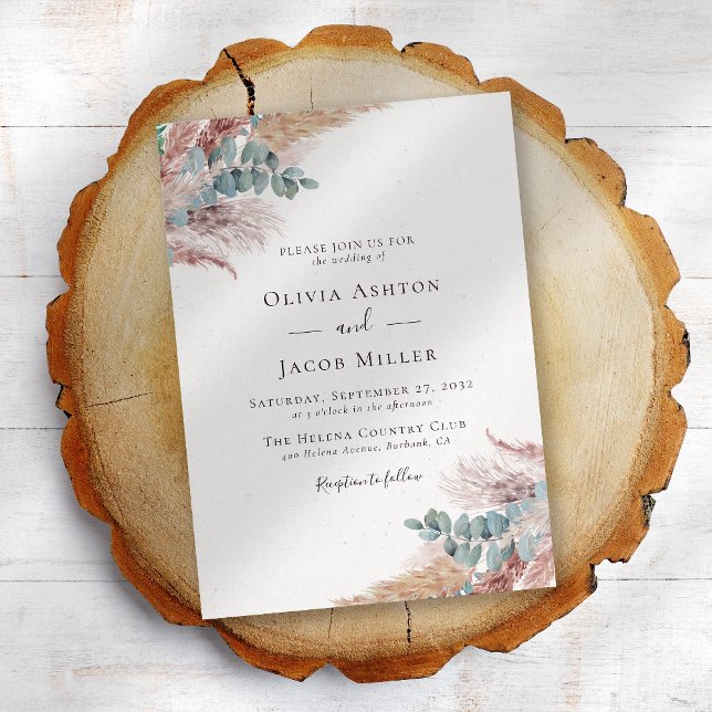 Bohemische Pampas Grass Natural Wedding Einladung (Von Creator hochgeladen)