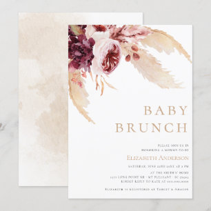 Bohemische Pampas-Wüste Grass Brunch Babydusche Einladung