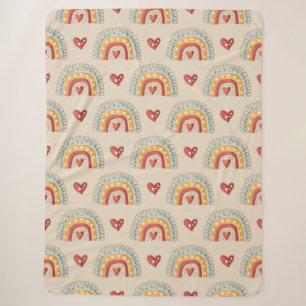 Bohemische Regenbogen & Herz - Earthy Brown Sherpadecke