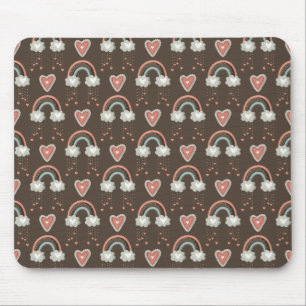 Bohemische Regenbogen & Herz - Erdbraun 2 Mousepad