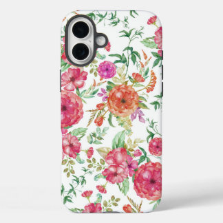 Bohemische rosa Korallengrün Aquarellfarben Rose B iPhone 16 Plus Hülle