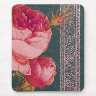 BOHEMISCHE ROSE im ROSIGEN ROSA und AQUAMARINEN Mousepad