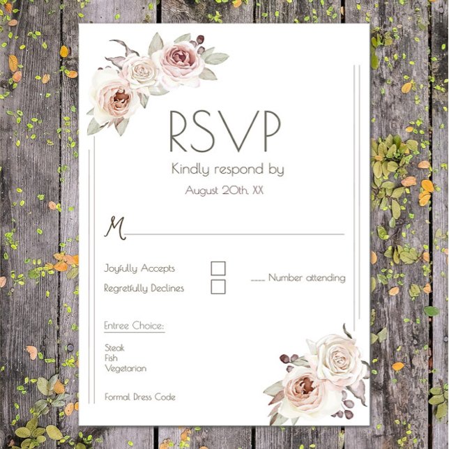 Bohemische Rose RSVP Karte (Bohemian Rose Wedding RSVP Card)