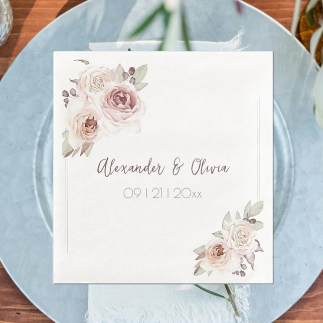 Bohemische Rose Serviette (Bohemian Rose Wedding Paper Dinner Napkins)