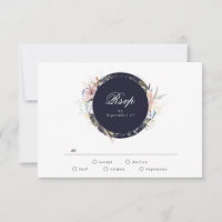 Bohemische RSVP-Karte für Navy Whimsical Weath
