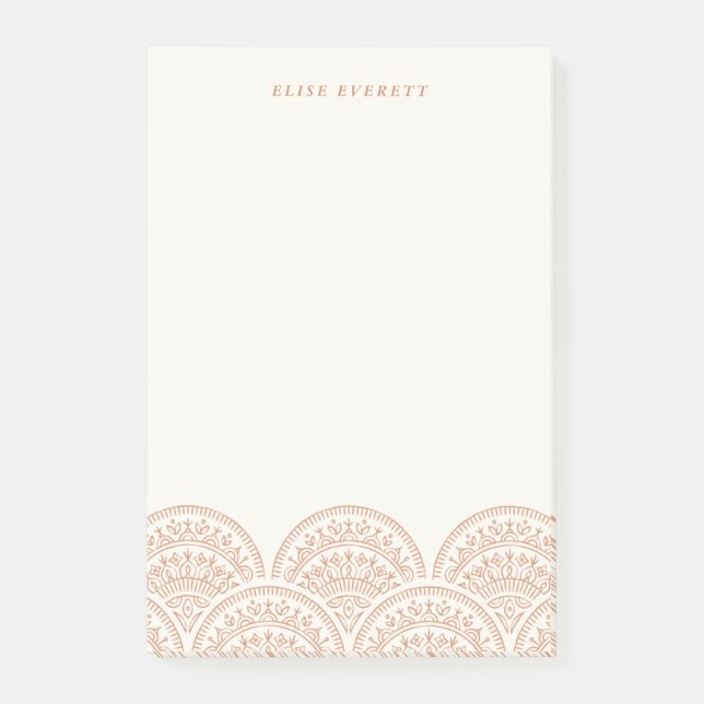 Bohemische Scallops Custom Post-It - Burnt Sienna Klebezettel (Vorderseite)