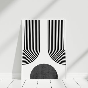 Bohemische Schwarz-Weiß-Abstrakte Mauer Kunst Poster