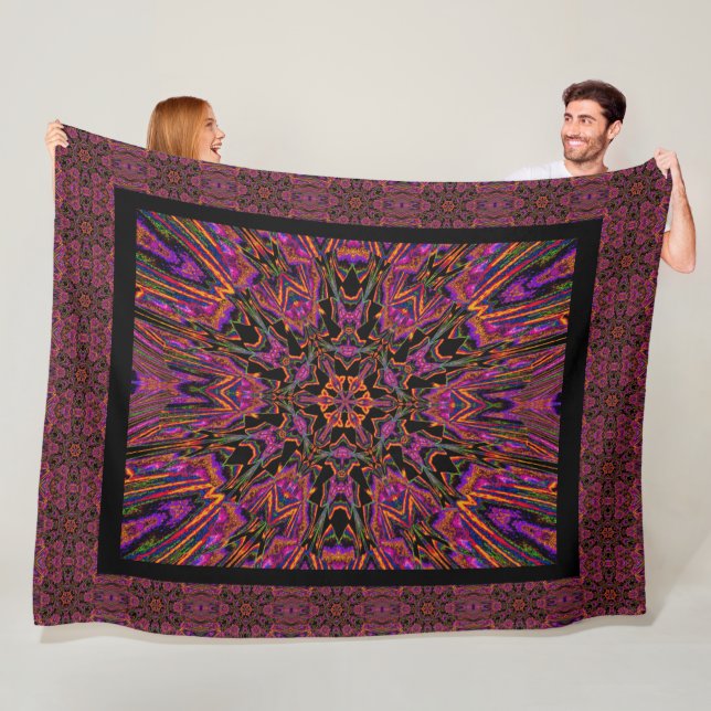 Bohemische schwarze Taglilie Gemustert gemütlich Fleecedecke (Beispiel)