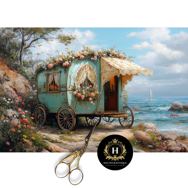 Bohemische Sinti und Roma Caravan Floral Decoupage Seidenpapier (Von Creator hochgeladen)