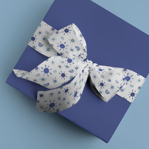 Bohemische Sonnenschirme und Regenbogen in Blau Ripsband