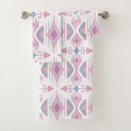 Bohemische Stammespfeile, blau, rosa, peach Badhandtuch Set