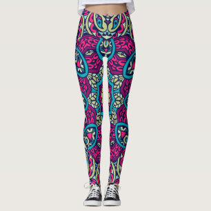 Bohemische Stilelemente in Rosa und Grün Leggings
