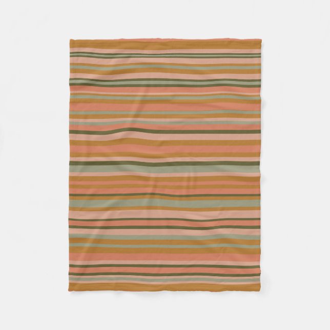 Bohemische Streifen Warmes Terracotta Fleecedecke (Vorderseite)