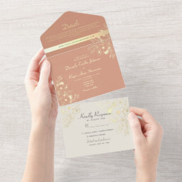 Bohemische Terracotta-Hochzeit All In One Einladung