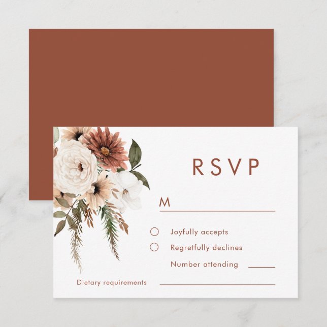 Bohemische Terracotta-Hochzeit RSVP Karte (Vorne/Hinten)
