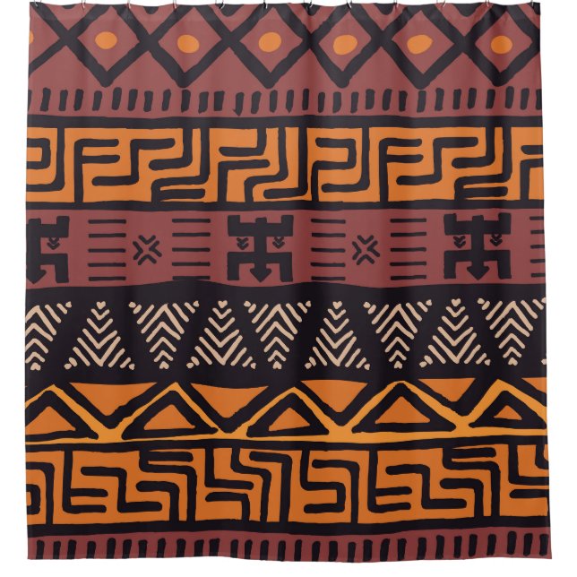 Bohemische Tribal Geometrie Duschvorhang (Vorderseite)