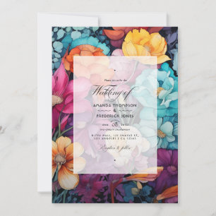 Bohemische und erdige Blumenhochzeit Einladung