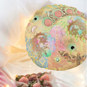 Bohemische Vintage Kunst einzigartig Hippie Pasta  Rundes Kissen