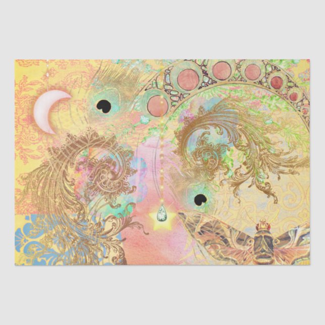 Bohemische Vintage Kunst einzigartig Hippie Pasta  Seidenpapier (Vorderseite)