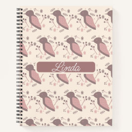 Bohemische Vögel Mute Pink Name Journal Notizbuch