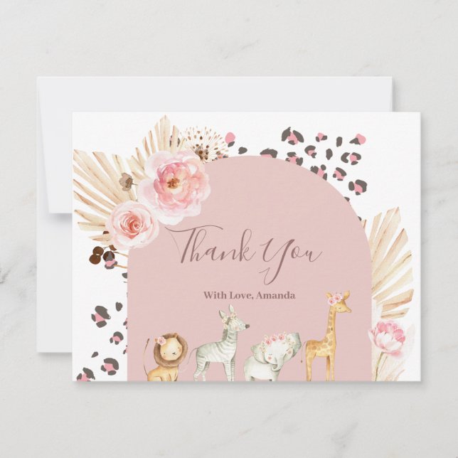 Bohemische Waldtiere Danke Karte (Vorderseite)