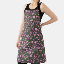 Bohemische Wasserfarbe Florals - Rosa auf Grau Schürze