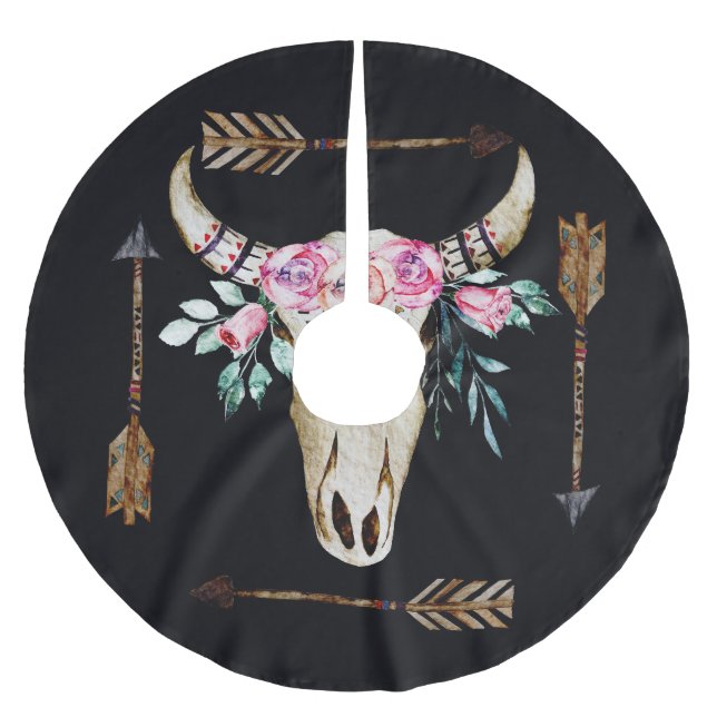 Bohemische Wasserfarben des Hirsches Polyester Weihnachtsbaumdecke (Vorderseite)