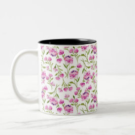 Bohemische Wasserfarben Florals - Rosa auf Weiß Zweifarbige Tasse