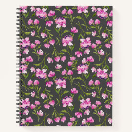 Bohemische Wasserfarben Florals - Rosa und Grau Notizbuch
