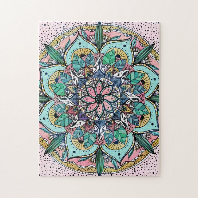 Bohemische Wasserfarbenflorale Mandala (Vertikal)