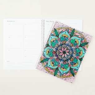 Bohemische Wasserfarbenflorale Mandala Planer