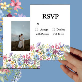 Bohemische Watercolor Garden Blume Foto RSVP Karte