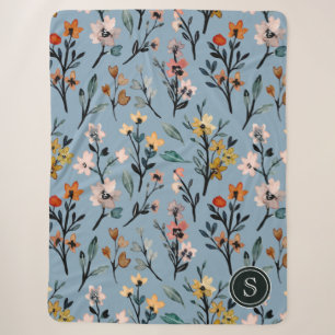 Bohemische, weich blaue Floral-Farbe Sherpadecke
